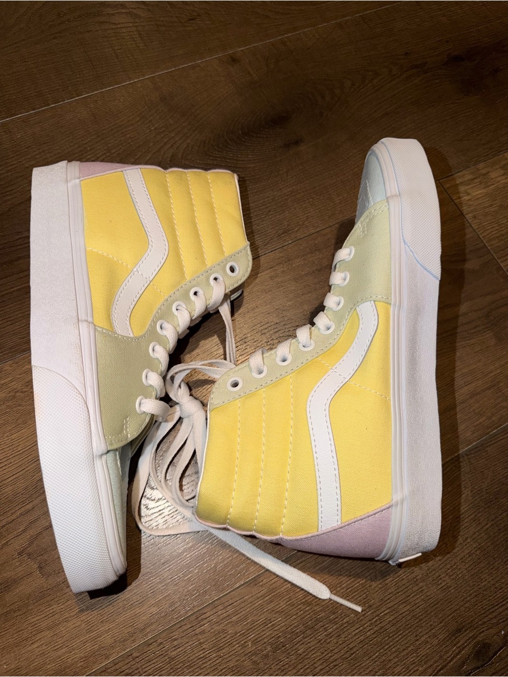Vans Women's Sk8-Hi Canvas High-Top Sneakers in Yellow and Pastel